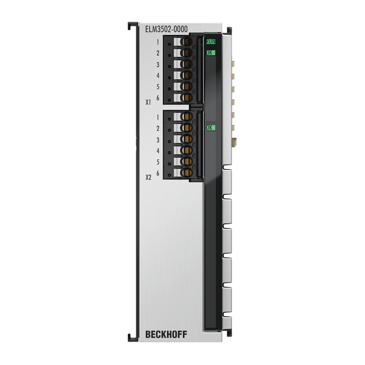 ELM3502-0000 | EtherCAT 端子模块，2 通道模拟量输入，测量电桥，全桥/半桥/四分之一桥，24 位，20 ksps