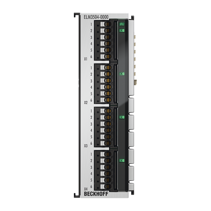 ELM3504-0000 | EtherCAT-Klemme, 4-Kanal-Analog-Eingang, Messbrücke, Voll-/Halb-/Viertelbrücke, 24 Bit, 10 kSps