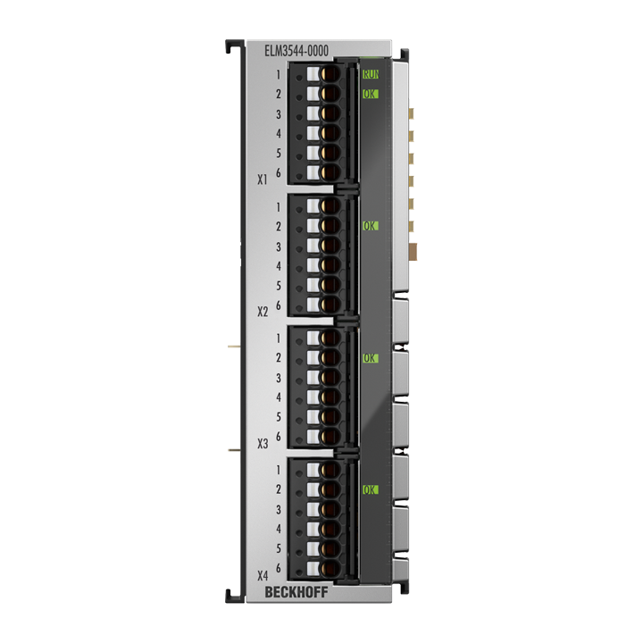 ELM3544-0000 | EtherCAT Terminal, 4-channel analog input, measuring bridge, full/half/quarter bridge, 24 bit, 1 ksps