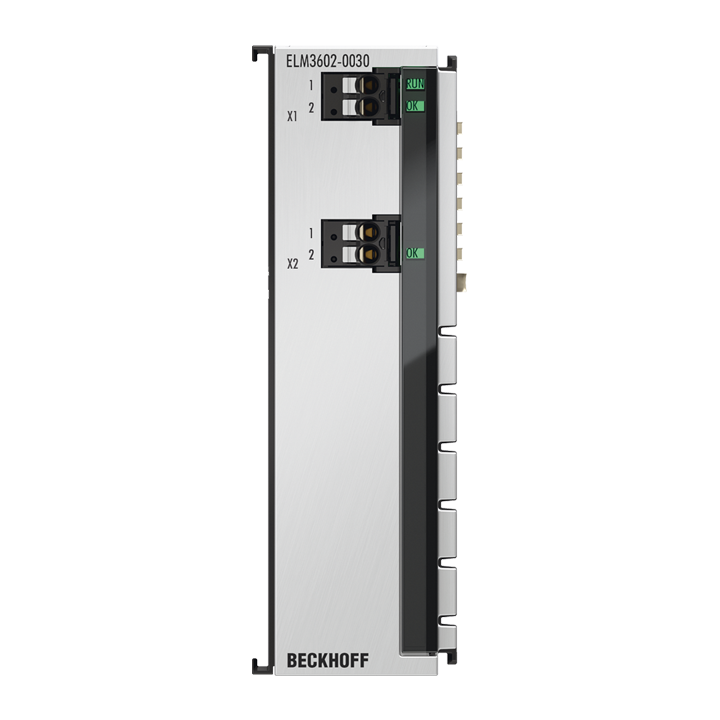 ELM3602-0030 | EtherCAT Terminal, 2-channel analog input, IEPE/accelerometer, 24 bit, 50 ksps, externally calibrated