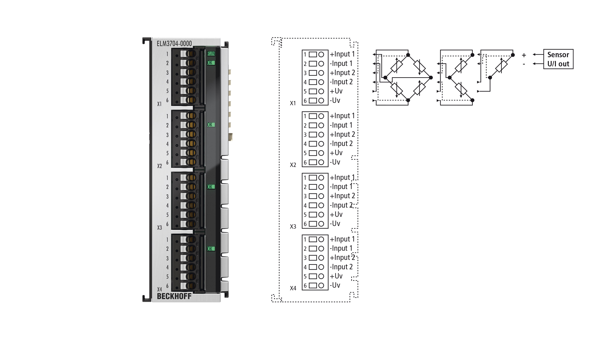 ELM3704-0000 | EtherCAT-Klemme, 4-Kanal-Analog-Eingang, Multifunktion, 24 Bit, 10 kSps