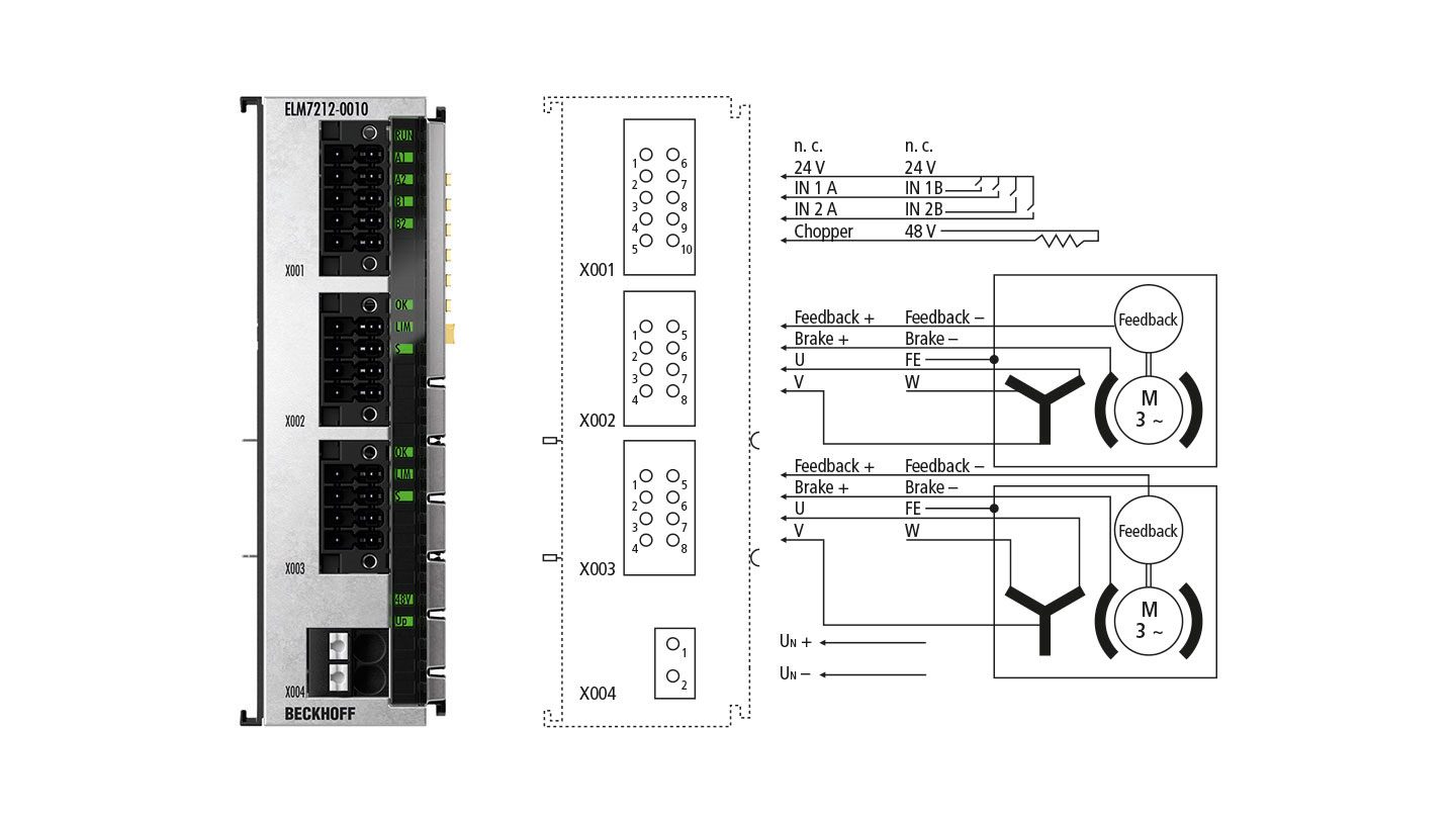 ELM7212-0010 | EtherCAT-Klemme, 2-Kanal-Motion-Interface, Servomotor, 48 V DC, 4,5 A, OCT