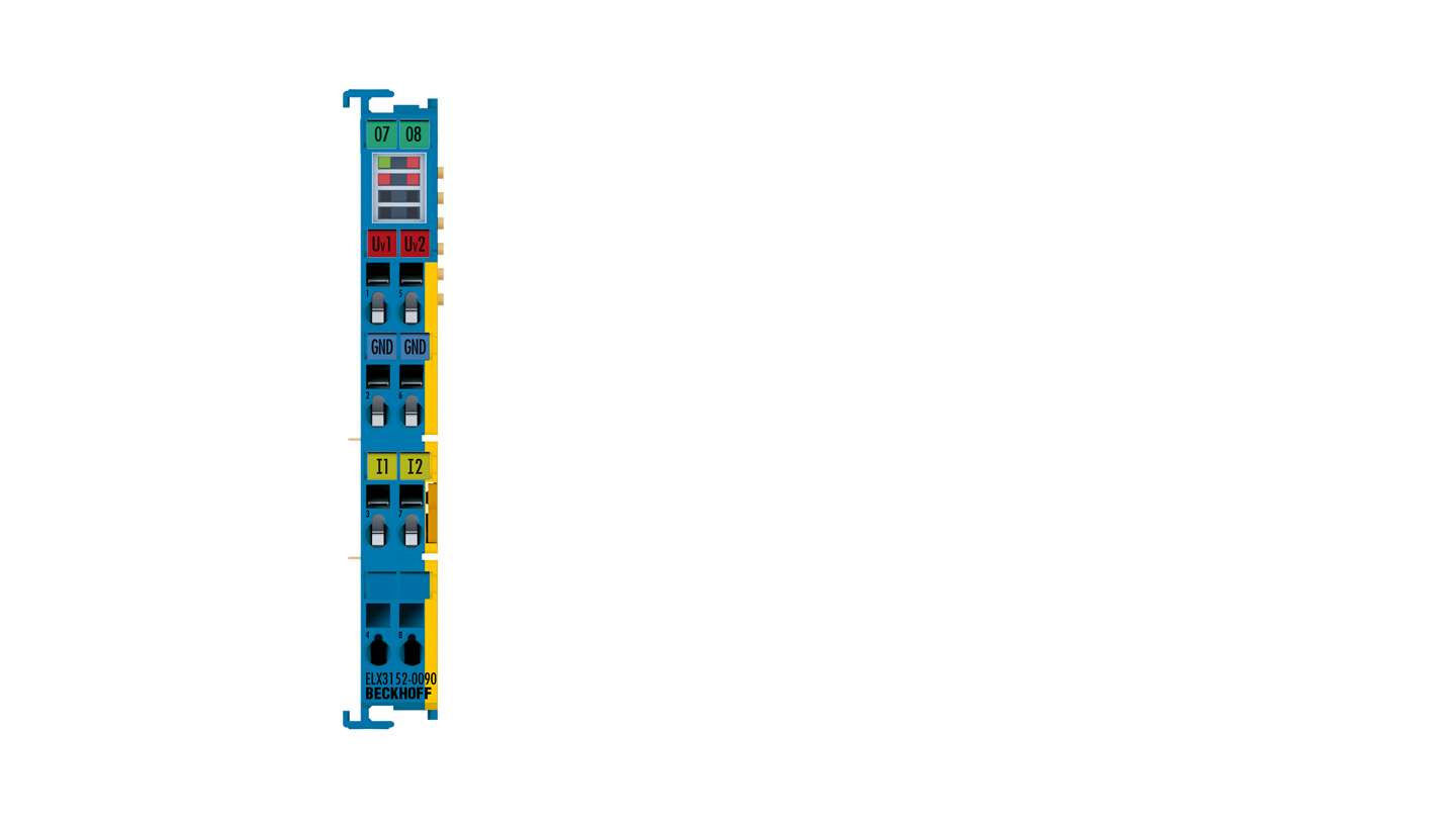 ELX3152-0090 | EtherCAT-Klemme, 2-Kanal-Analog-Eingang, Strom, 0/4…20 mA, 16 Bit, single-ended, Ex i, TwinSAFE SC