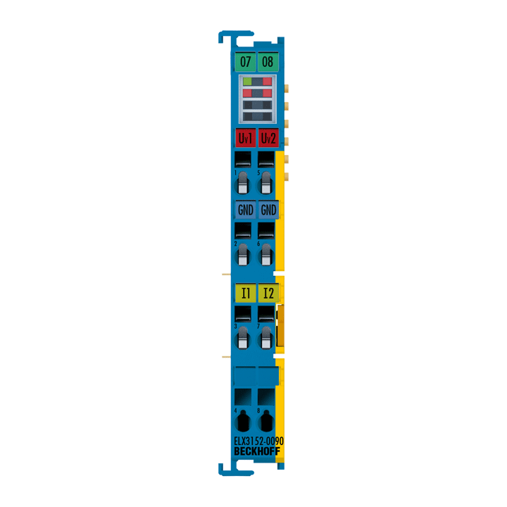 ELX3152-0090 | EtherCAT-Klemme, 2-Kanal-Analog-Eingang, Strom, 0/4…20 mA, 16 Bit, single-ended, Ex i, TwinSAFE SC