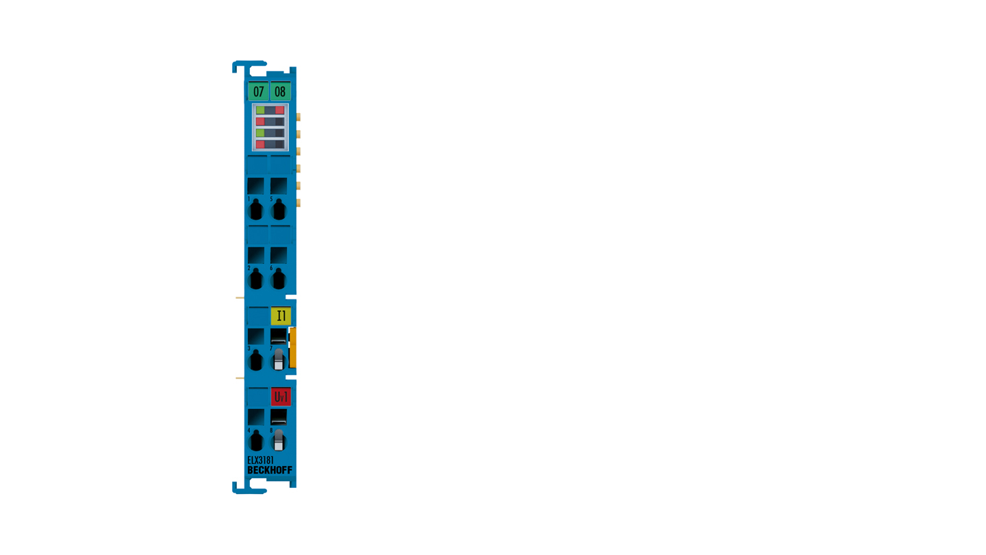 ELX3181 | EtherCAT Terminal, 1-channel analog input, current, 4…20 mA, 16 bit, single-ended, HART, Ex i