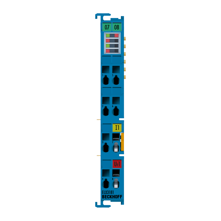 ELX3181 | EtherCAT-Klemme, 1-Kanal-Analog-Eingang, Strom, 4…20 mA, 16 Bit, single-ended, HART, Ex i