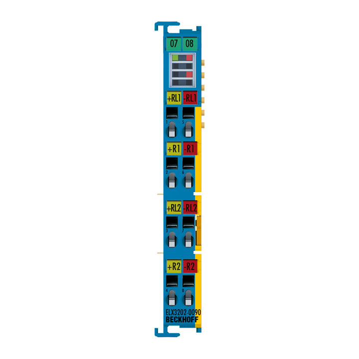 ELX3202-0090 | EtherCAT Terminal, 2-channel analog input, temperature, RTD (Pt100), 16 bit, Ex i, TwinSAFE SC