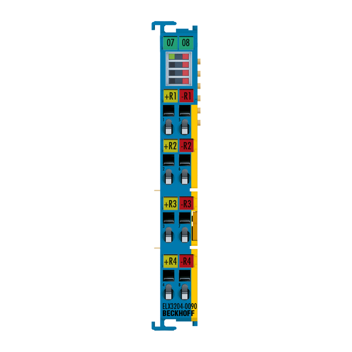 ELX3204-0090 | EtherCAT 端子模块，4 通道模拟量输入，温度，RTD (Pt100)，16 位，Ex i，TwinSAFE SC