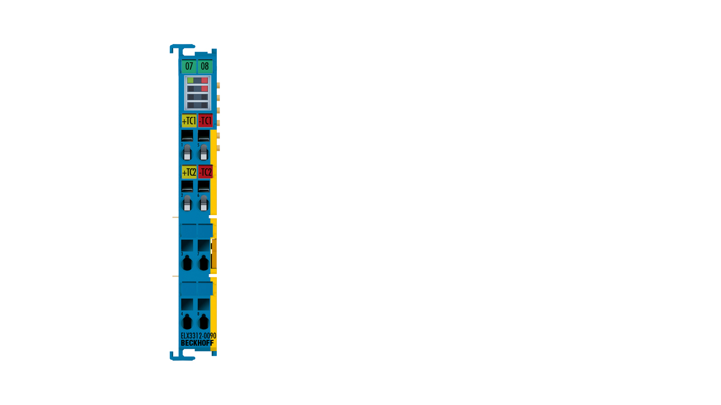 ELX3312-0090 | EtherCAT Terminal, 2-channel analog input, temperature, thermocouple, 16 bit, Ex i, TwinSAFE SC