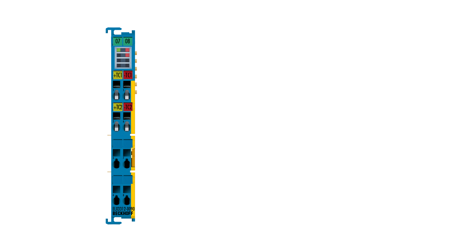 ELX3312-0090 | EtherCAT 端子模块，2 通道模拟量输入，温度，热电偶，16 位，Ex i，TwinSAFE SC