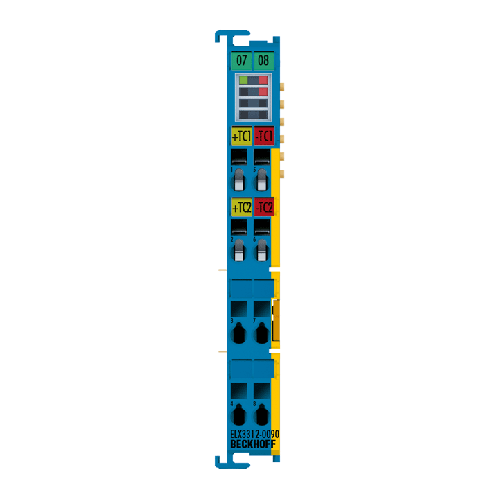 ELX3312-0090 | EtherCAT 端子模块，2 通道模拟量输入，温度，热电偶，16 位，Ex i，TwinSAFE SC