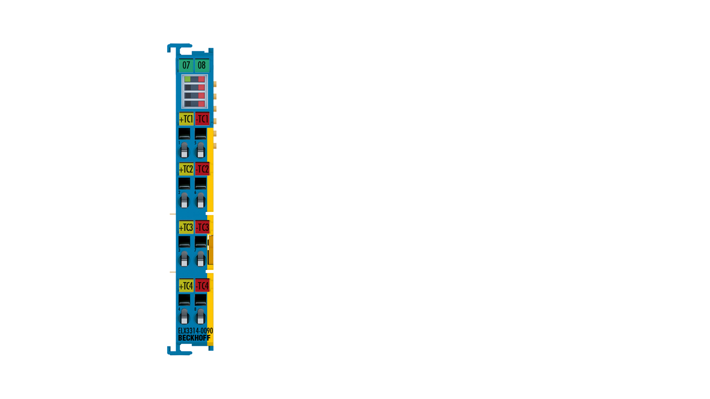 ELX3314-0090 | EtherCAT Terminal, 4-channel analog input, temperature, thermocouple, 16 bit, Ex i, TwinSAFE SC