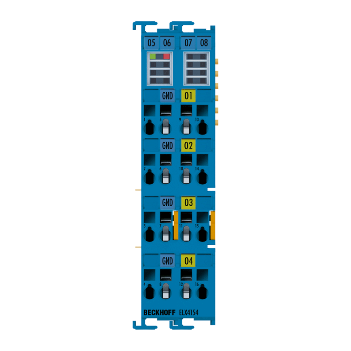 ELX4154 | EtherCAT Terminal, 4-channel analog output, current, 0/4…20 mA, 16 bit, single-ended, Ex i