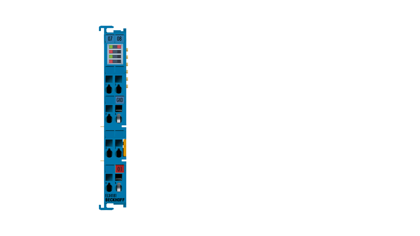 ELX4181 | EtherCAT Terminal, 1-channel analog output, current, 0/4…20 mA, 16 bit, single-ended, HART, Ex i