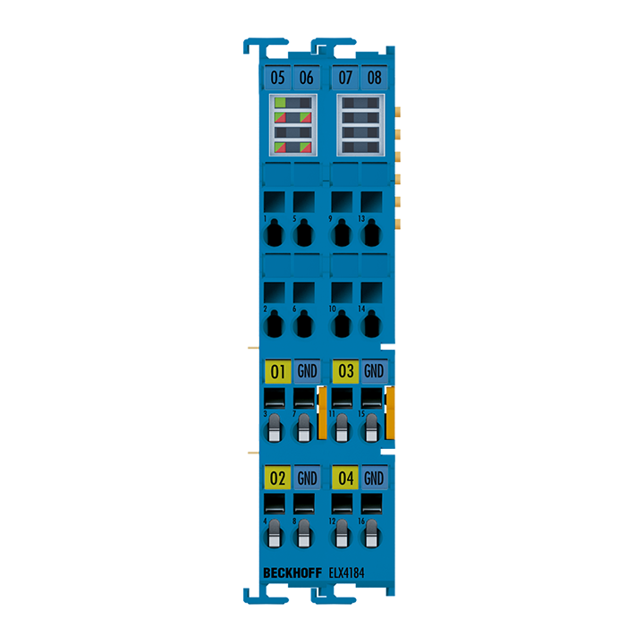 ELX4184 | EtherCAT-Klemme, 4-Kanal-Analog-Ausgang, Strom, 4…20 mA, 16 Bit, single-ended, HART, Ex i