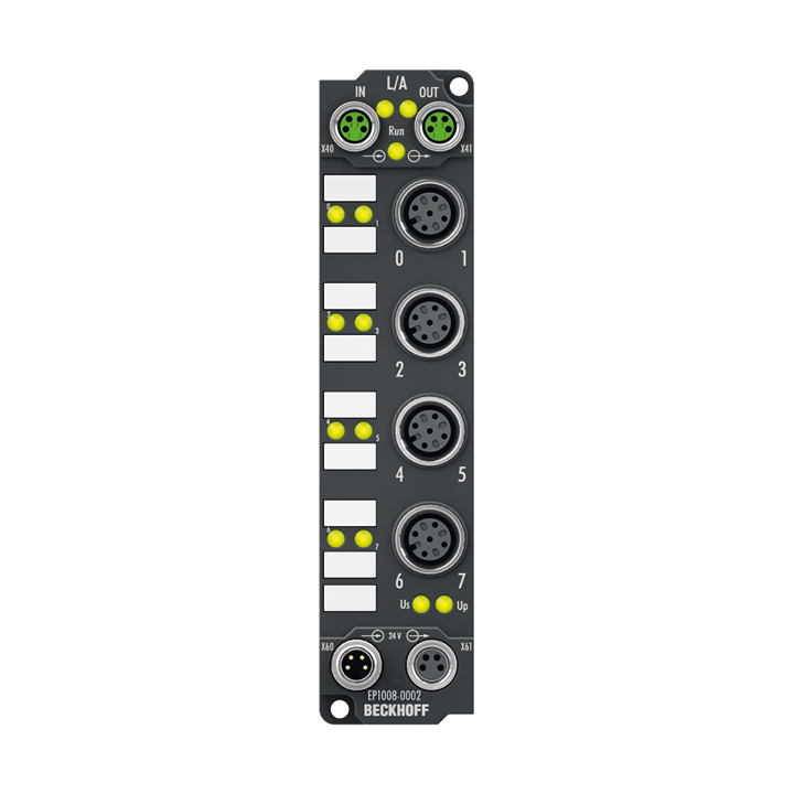 EP1008-0002 | EtherCAT Box, 8-channel digital input, 24 V DC, 3 ms, M12
