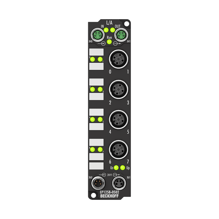 EP1258-0502 | EtherCAT Box, 8-Kanal-Digital-Eingang, 24 V DC, 1 µs, M12, Multi-Timestamp