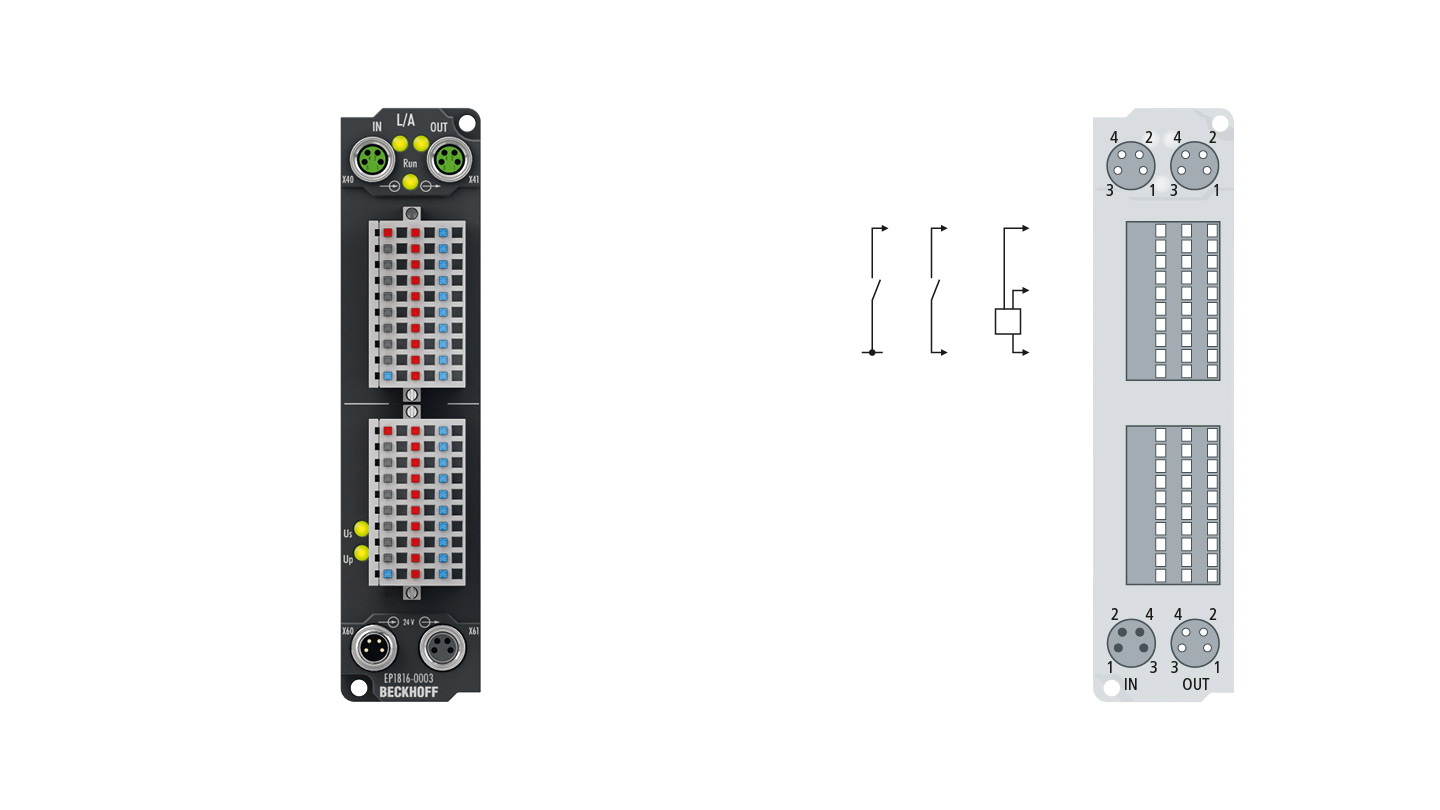 EP1816-0003 | EtherCAT Box, 16-channel digital input, 24 V DC, 10 µs, IP20 connector
