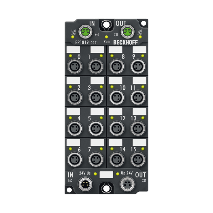 EP1819-0021 | EtherCAT Box, 16-channel digital input, 24 V DC, 10 µs, M8