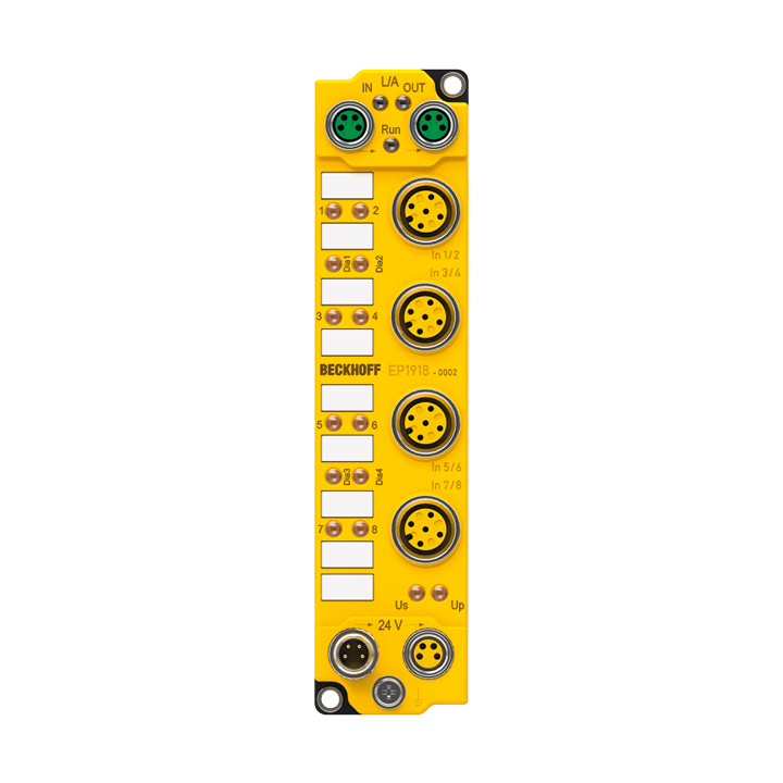 EP1918-0002 | EtherCAT Box, 8-channel digital input, 24 V DC, M12, TwinSAFE, TwinSAFE Logic