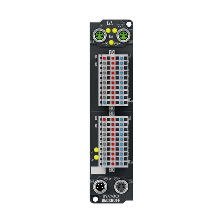 EP2339-0003 | EtherCAT Box, 16-Kanal-Digital-Kombi, 24 V DC, 3 ms, 0,5 A, IP20-Stecker