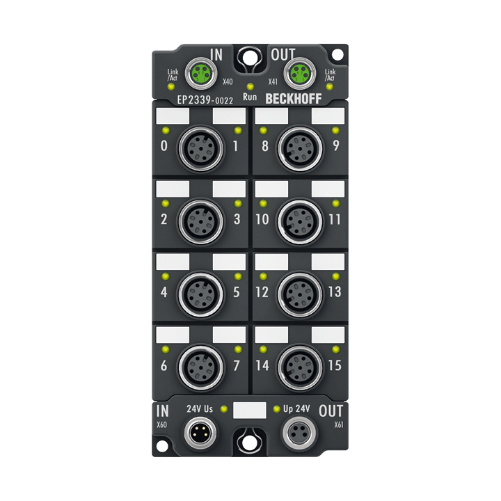 EP2339-0022 | EtherCAT Box, 16-Kanal-Digital-Kombi, 24 V DC, 3 ms, 0,5 A, M12