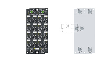 EP2349-0021 | EtherCAT Box, 16-channel digital combi, 24 V DC, 10 µs, 0.5 A, M8