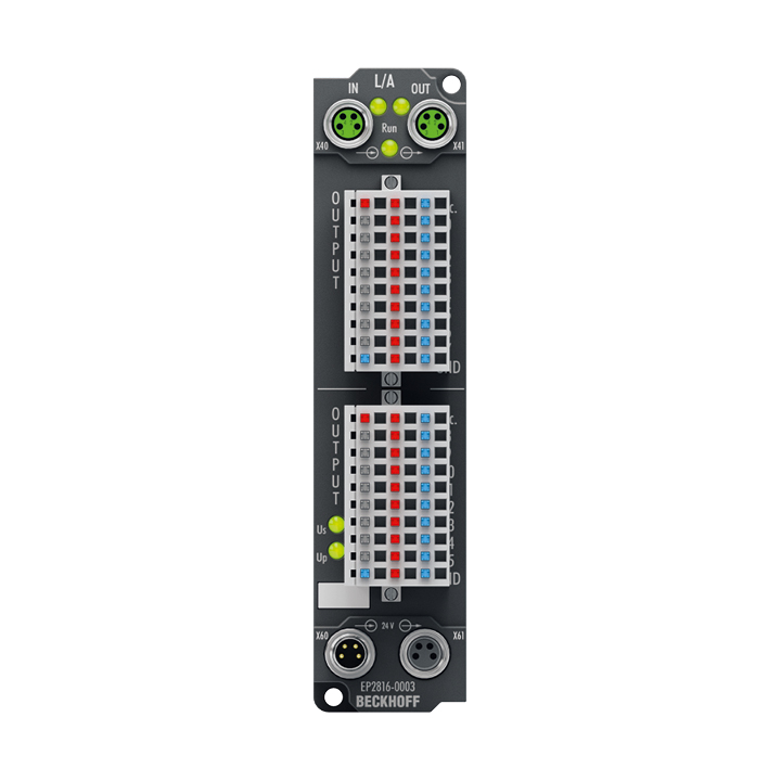 EP2816-0003 | EtherCAT Box, 16-channel digital output, 24 V DC, 0.5 A, IP20 connector