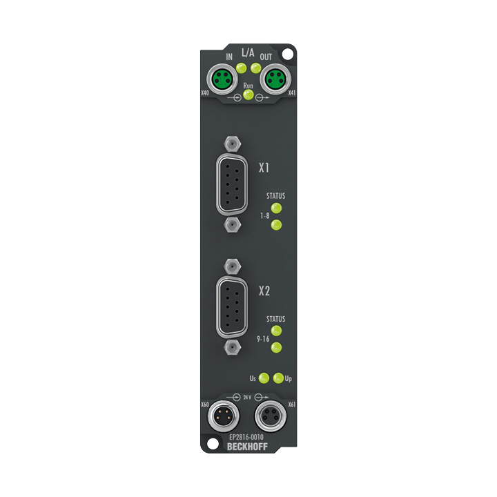 EP2816-0010 | EtherCAT Box, 16-channel digital output, 24 V DC, 0.5 A, D-sub