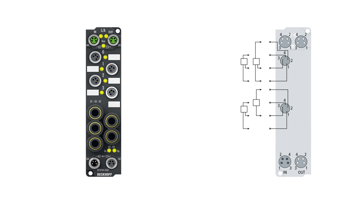 EP3744-1041 | EtherCAT Box, 4-channel analog input + 8-channel digital combi, pressure, 0…7000 hPa (0…+7 bar), M8