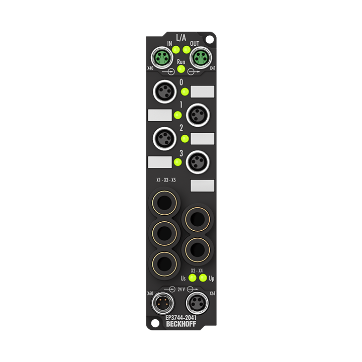 EP3744-2041 | EtherCAT Box, 4-channel analog input + 8-channel digital combi, pressure, 0…1000 hPa (0…+1 bar), high-precision, M8