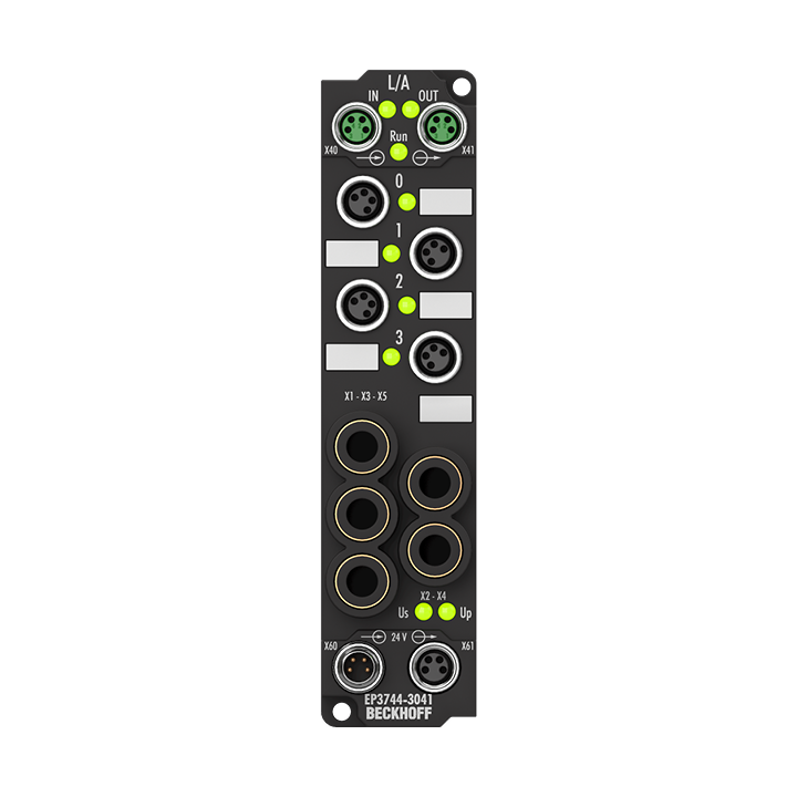 EP3744-3041 | EtherCAT Box, 4-channel analog input + 8-channel digital combi, pressure, 0…12000 hPa (0…+12 bar), M8