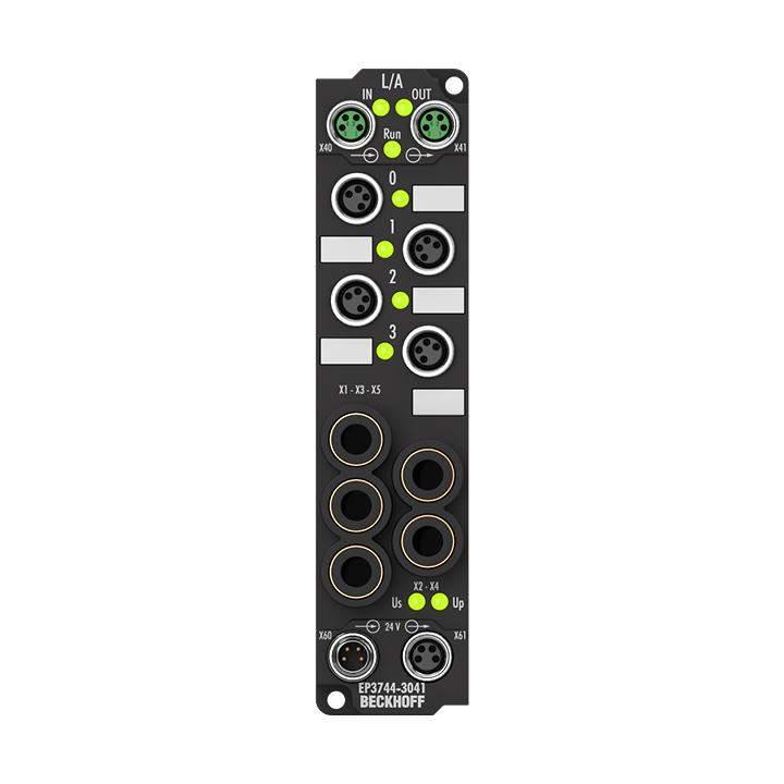 EP3744-3041 | EtherCAT Box, 4-channel analog input + 8-channel digital combi, pressure, 0…12000 hPa (0…+12 bar), M8