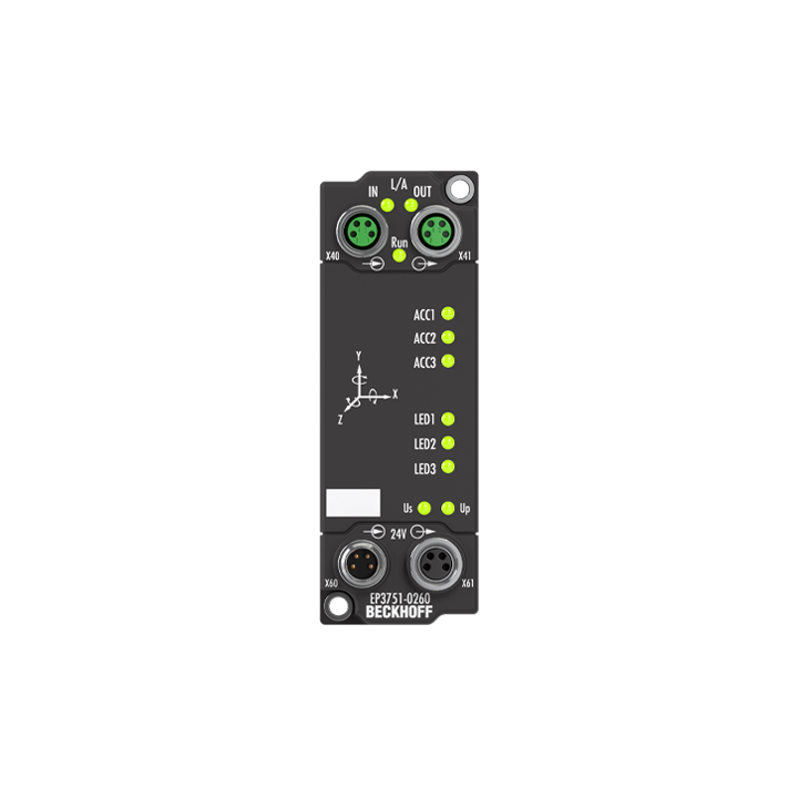 EP3751-0260 | EtherCAT Box, 1-channel, 1 x 3-axis accelerometer, 1 x 3-axis gyroscope