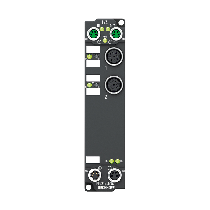 EP4314-1002 | EtherCAT Box, 2-channel analog input + 2-channel analog output, multi-function, ±20 mA, 16 bit, single-ended, M12