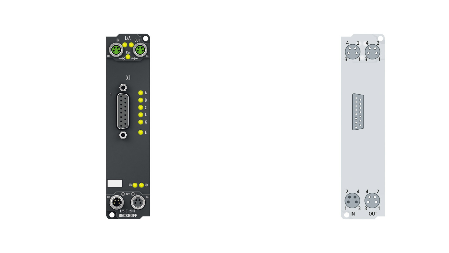 EP5101-2011 | EtherCAT Box, 1-Kanal-Encoder-Interface, inkremental, 5 V DC (DIFF RS422, TTL), 5 MHz, D-Sub