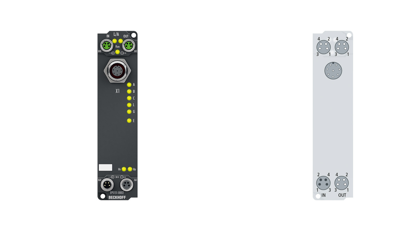 EP5151-0002 | EtherCAT Box, 1-channel encoder interface, incremental, 24 V DC HTL, 100 kHz, M12