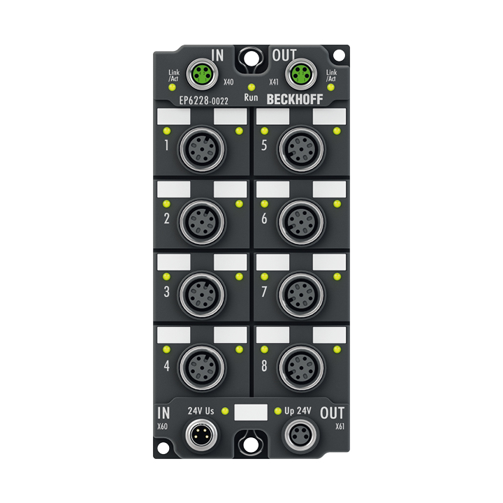 EP6228-0022 | EtherCAT Box, 8-channel communication interface, IO-Link, master, Class A, M12