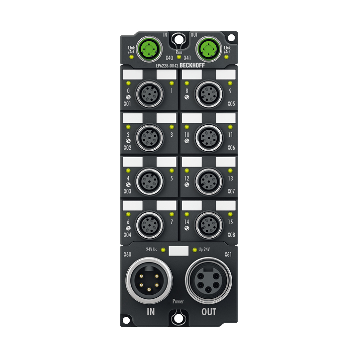EP6228-0042 | EtherCAT Box, 8-channel communication interface + 8-channel digital input, IO-Link, master, Class A, M12