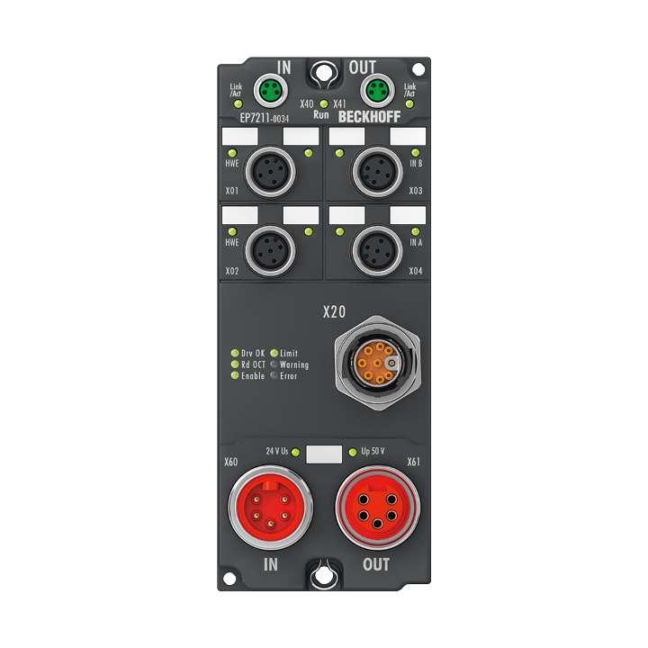 EP7211-0034 | EtherCAT Box, 1-Kanal-Motion-Interface, Servomotor, 48 V DC, 4,5 A, OCT, geeignet für STO-Anwendungen