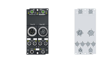 EP9224-0023 | EtherCAT Box, 4/4-Kanal-Powerverteilung, für EtherCAT-Box-Module, mit Strommessung/Datalogging