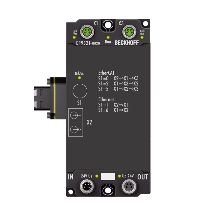 EP9521-0020 | EtherCAT Box, Medienkonverter, Ethernet/EtherCAT, 100 MBit/s, 24 V DC