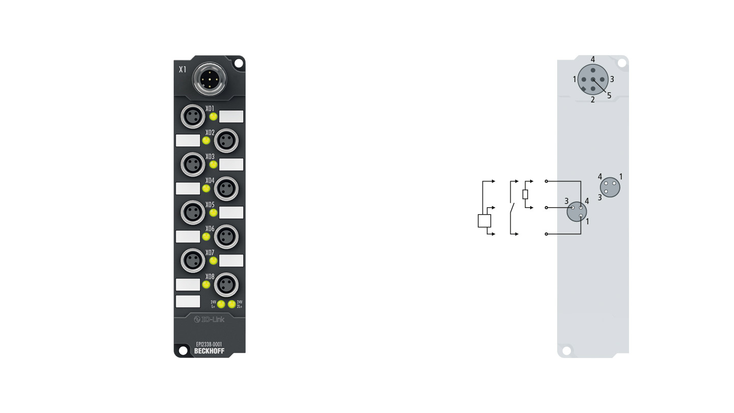 EPI2338-0001 | IO-Link-Box, 8-Kanal-Digital-Kombi, 24 V DC, 3 ms, 0,5 A, M8