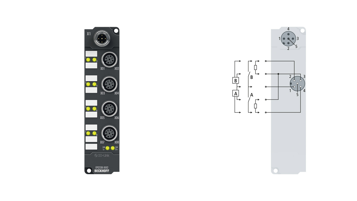 EPI2338-0002 | IO-Link box, 8-channel digital combi, 24 V DC, 3 ms, 0.5 A, M12