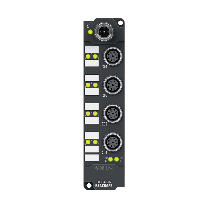 EPI3174-0002 | IO-Link box, 4-channel analog input, multi-function, ±10 V, 0/4…20 mA, 16 bit, differential, M12