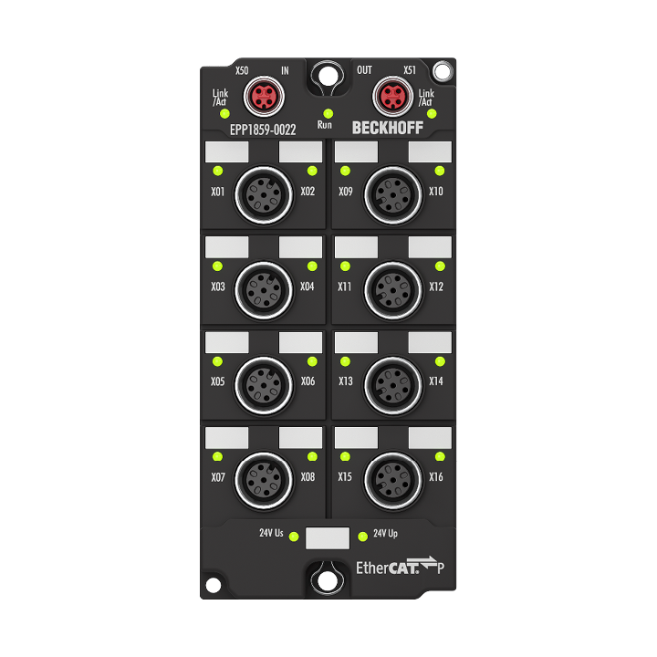 EPP1859-0022 | EtherCAT P-Box, 8-Kanal-Digital-Eingang + 8-Kanal-Digital-Ausgang, 24 V DC, 3 ms, 0,5 A, M12