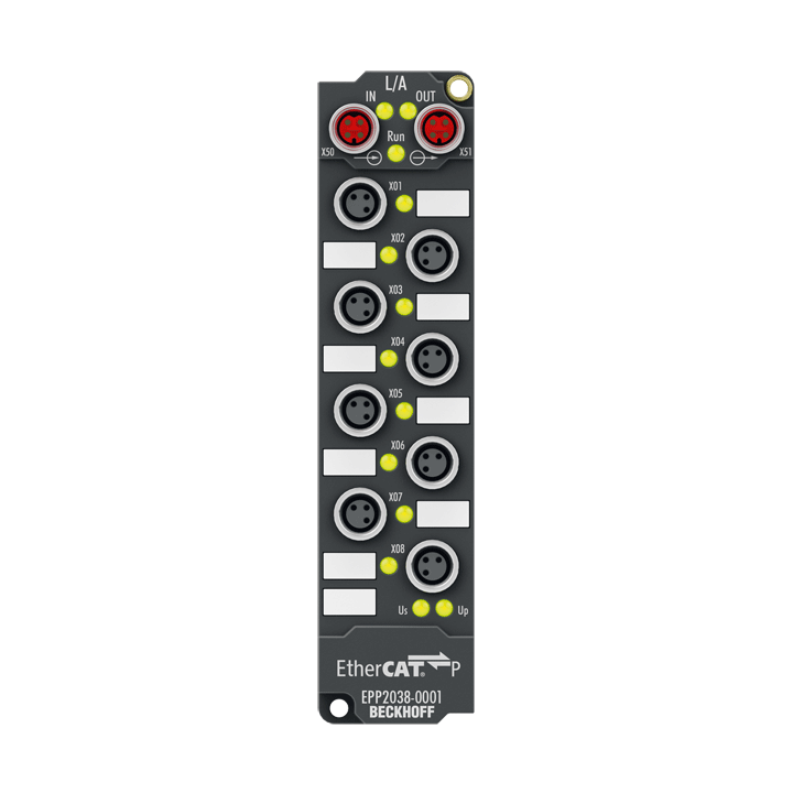 EPP2038-0001 | EtherCAT P-Box, 8-Kanal-Digital-Ausgang, 24 V DC, 2 A, M8, mit Diagnose