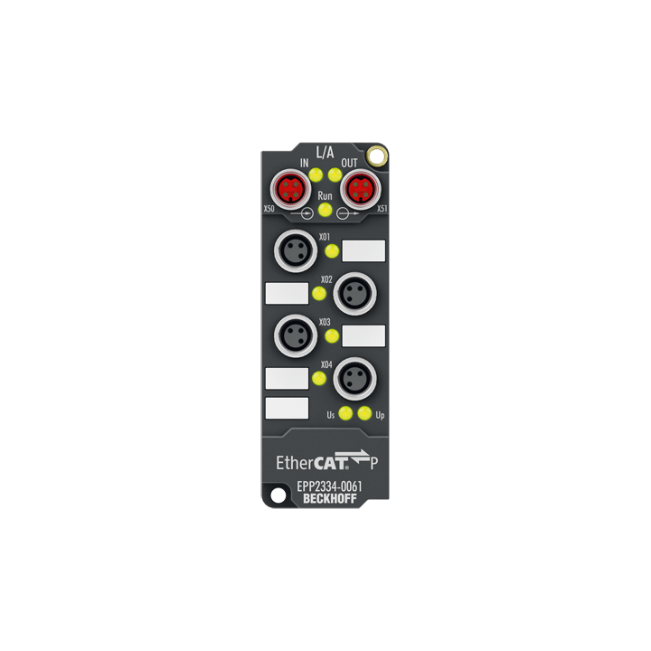 EPP2334-0061 | EtherCAT P-Box, 4-Kanal-Digital-Kombi, 24 V DC, 10 µs, 0,5 A, M8