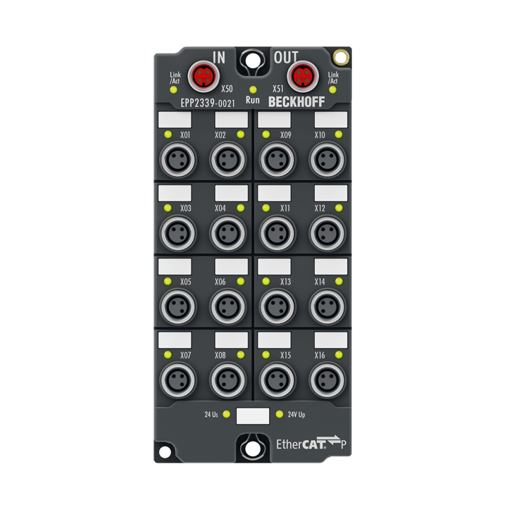 EPP2339-0021 | EtherCAT P-Box, 16-Kanal-Digital-Kombi, 24 V DC, 3 ms, 0,5 A, M8