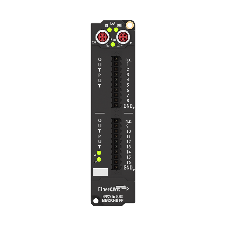 EPP2816-0003 | EtherCAT P-Box, 16-Kanal-Digital-Ausgang, 24 V DC, 0,5 A, IP20-Stecker